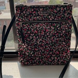 Kate Spade Black and Pink Crossbody Bag with Floral Design